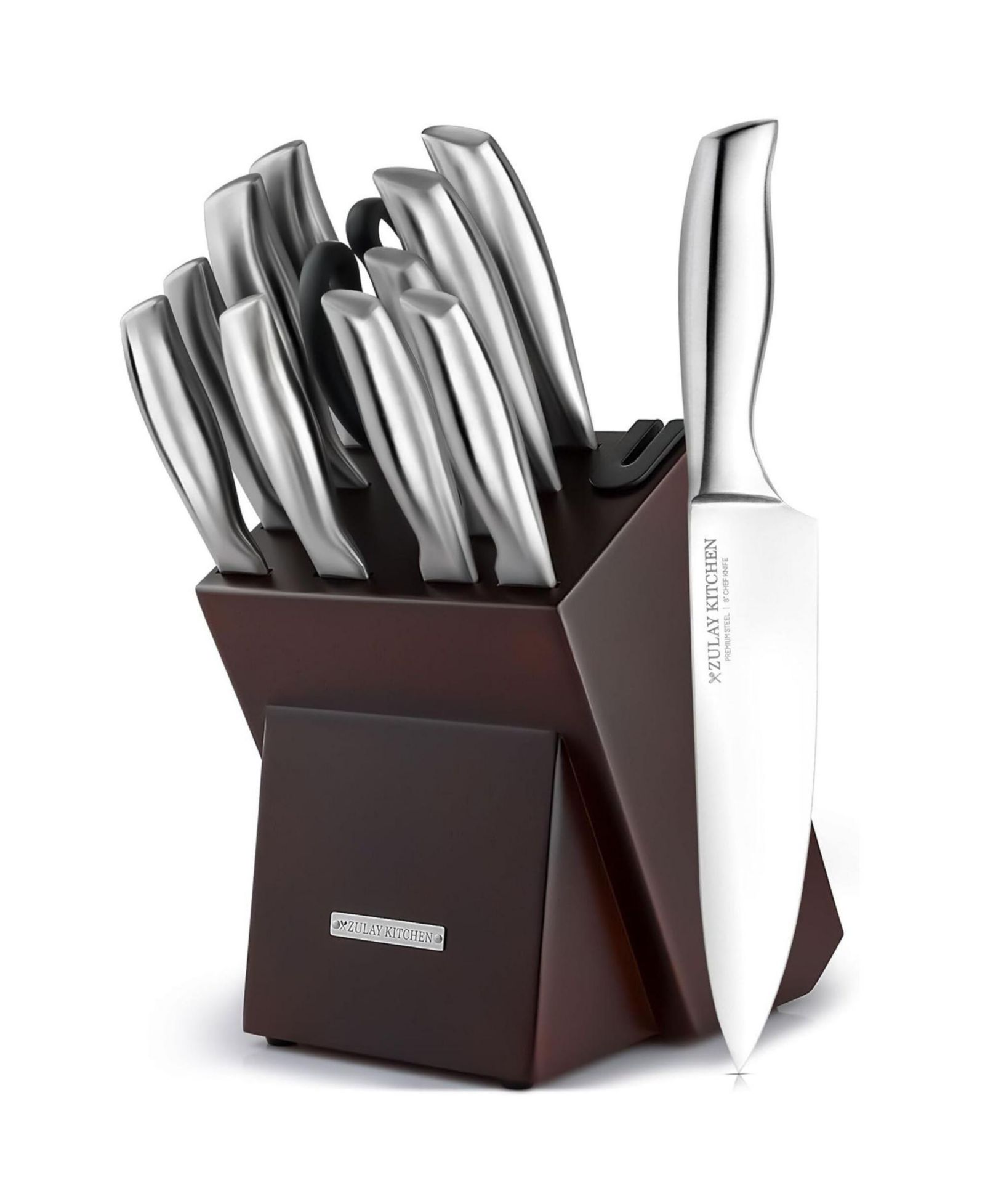 Zulay Kitchen 12 Piece Ultra Sharp Kitchen Knife Set with Block and Sharpener
