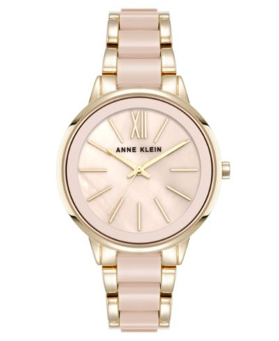 Anne Klein Women's Quartz Iridescent Acetate and Gold-Tone Alloy Metal Bracelet Watch, 37mm