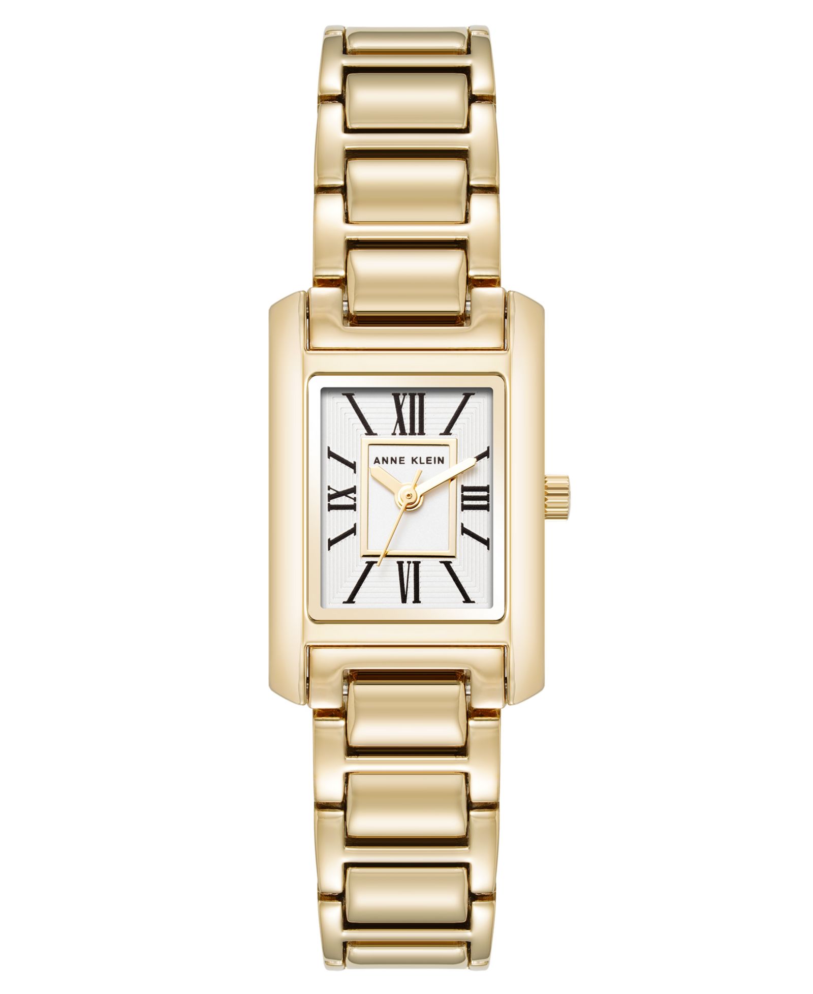 Anne Klein Women's Quartz Classic Rectangular Roman Numeral Gold-Tone Alloy Metal Watch, 20mm