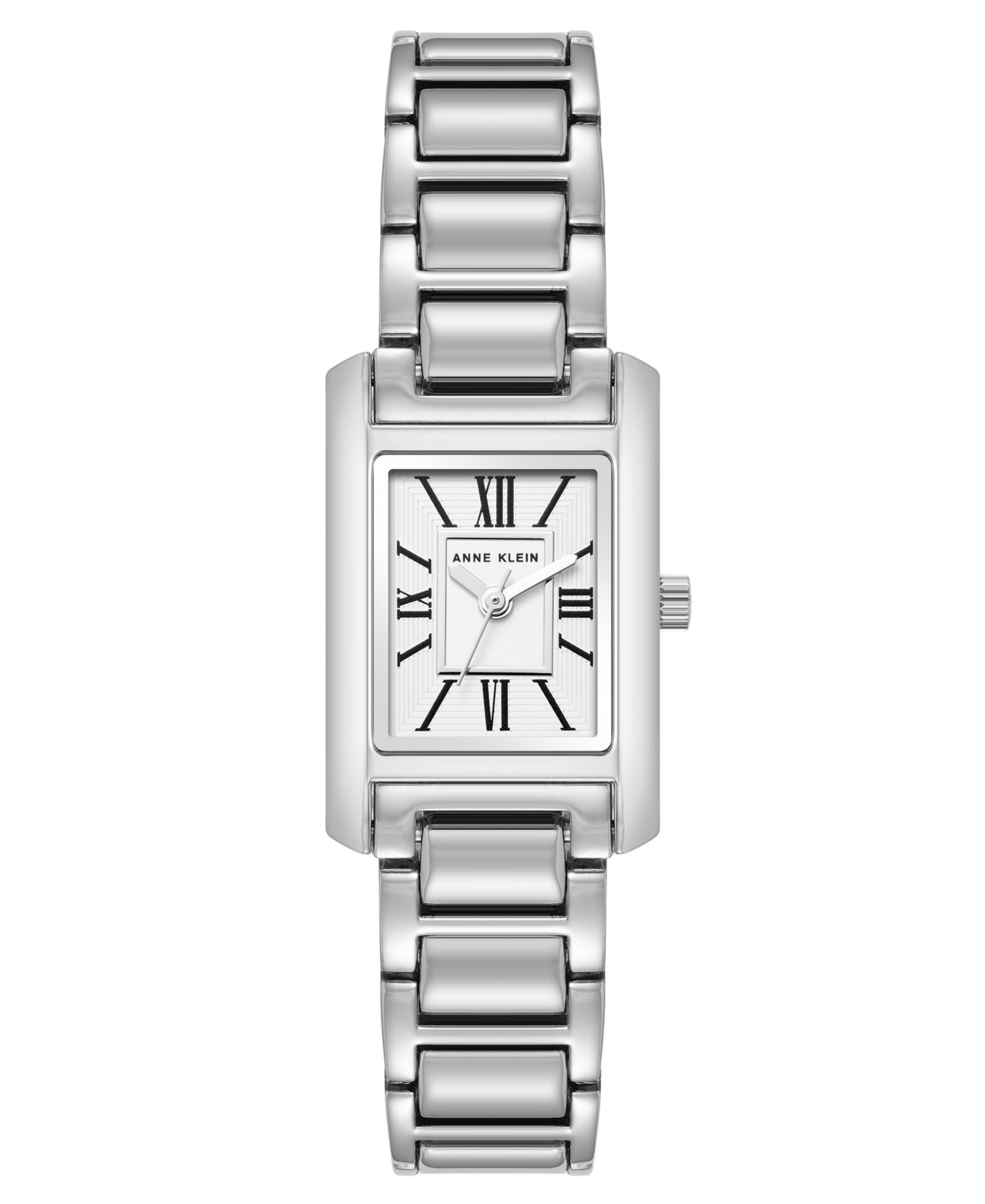 Женские часы Anne Klein Quartz Classic Rectangular Roman Numeral Silver-Tone Alloy Metal 20mm