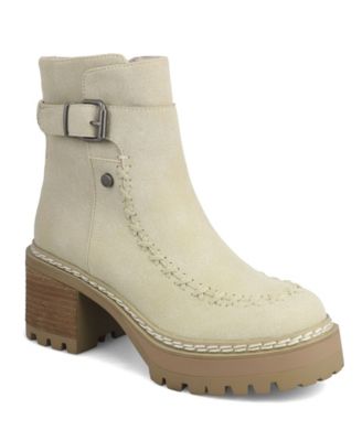 MIA Women's Toula Lug Sole Whipstitch Round Toe Booties