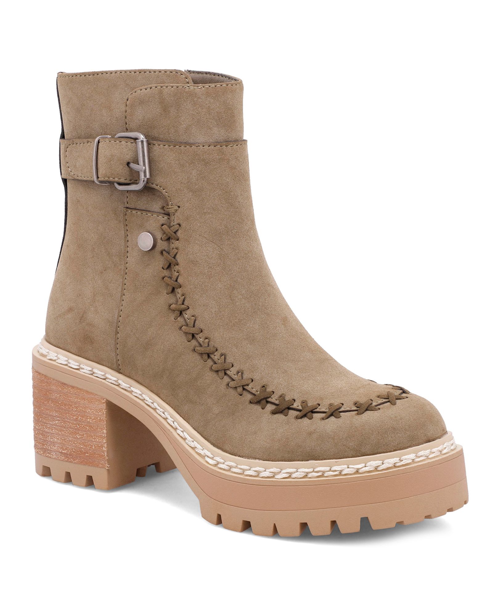 MIA Women's Toula Lug Sole Whipstitch Round Toe Booties