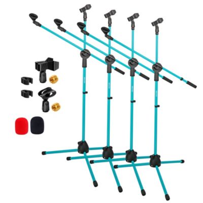 Набор микрофонных стоек 5 Core 4 Pcs Collapsible Height Adjustable 31 to 59" Dual Metal Tripod Stand с Boom Arm, Sky Blue