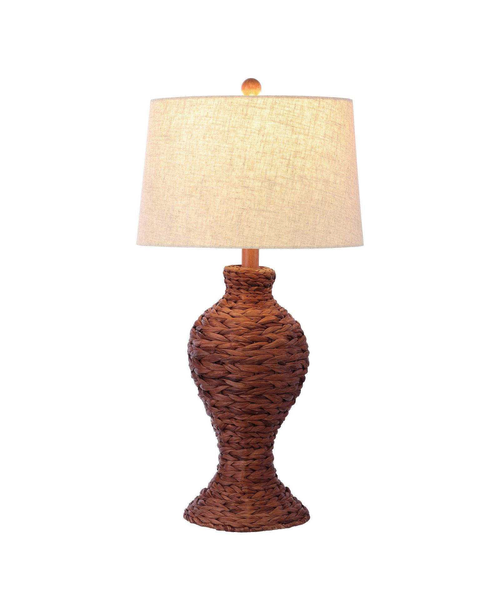 Elicia 31" Coastal Cottage Water Hyacinth Weave LED Table Lamp, Dark Brown