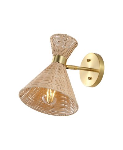 Настенное LED-бра Zoey, винтажный стиль, ротанг и металл, 10"