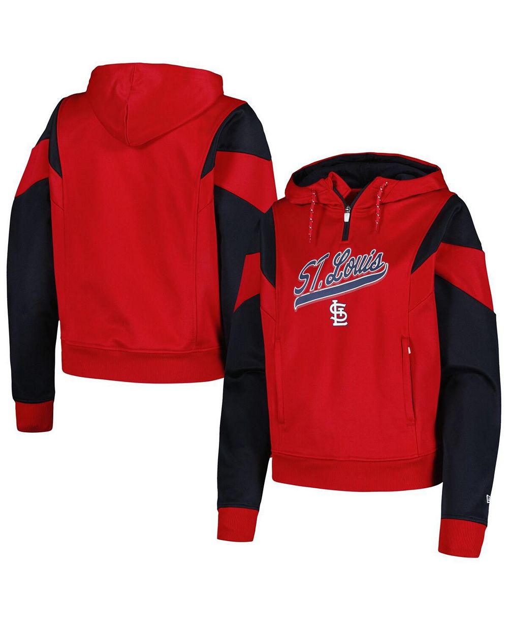 New Era Женский флисовый худи Red St. Louis Cardinals Color Block Quarter-Zip