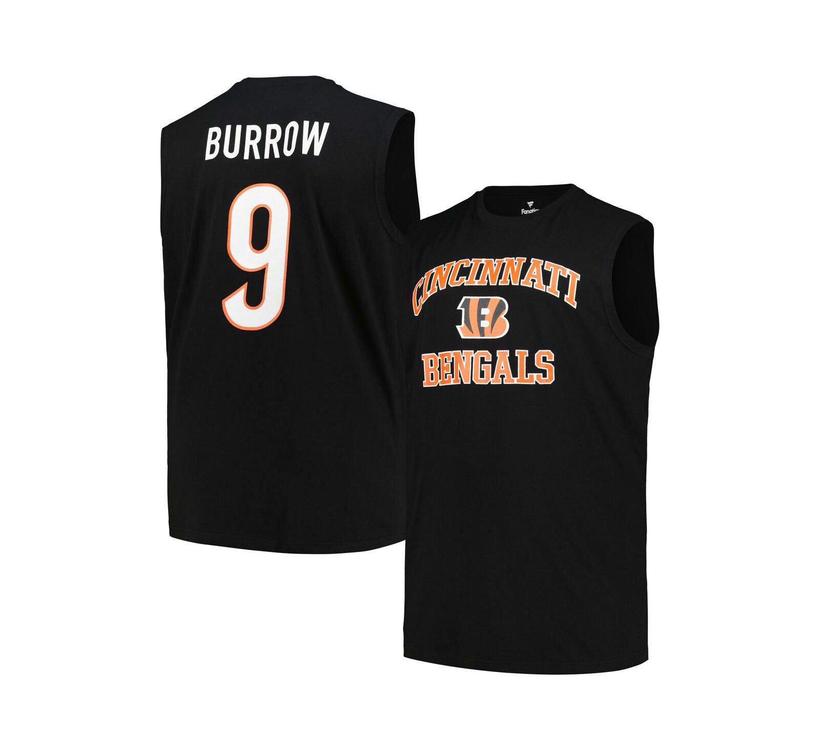 Мужская майка Fanatics Black Joe Burrow Cincinnati Bengals Big & Tall Muscle