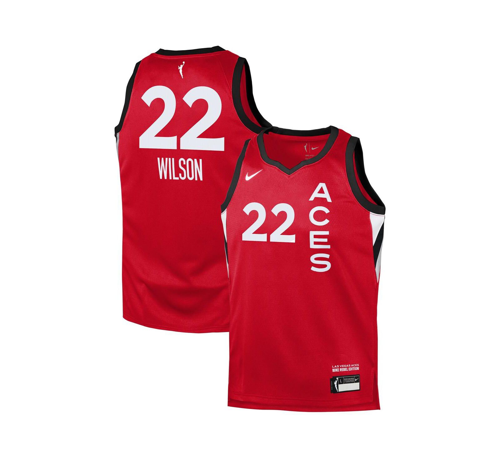 Детская джерси Nike A'ja Wilson Red Las Vegas Aces Rebel Edition Player
