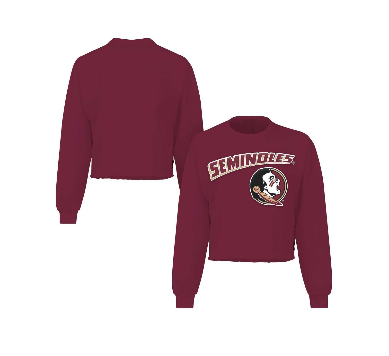Футболка Spirit Jersey Women's Garnet Florida State Seminoles Slouchy Cropped Long Sleeve