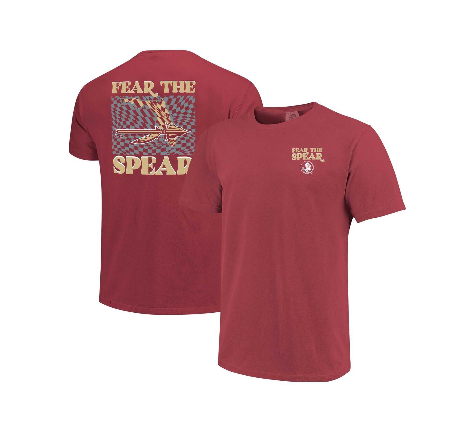 Женская футболка Image One Garnet Florida State Seminoles Comfort Colors с клетчатым принтом и маскотом
