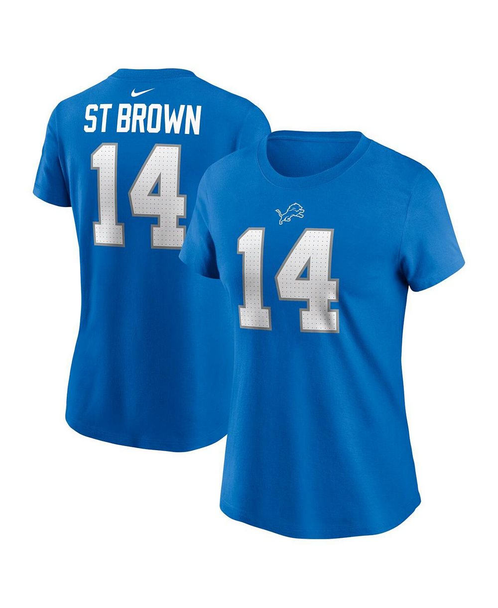 Nike Women's Amon-Ra St. Brown Blue Detroit Lions Player Name & Number T-Shirt