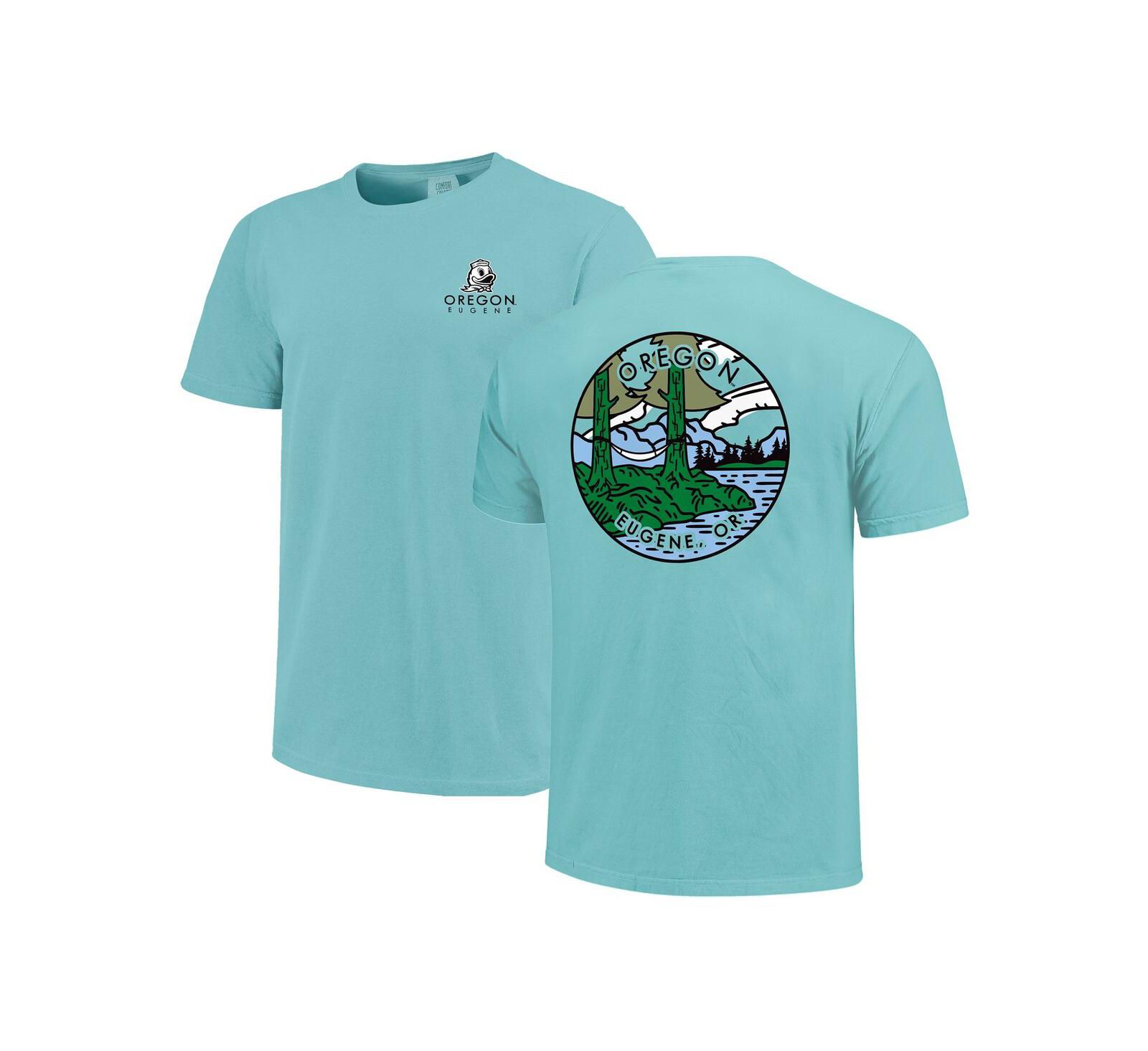 Мужская и женская футболка Image One Teal Oregon Ducks Scenic Comfort Colors