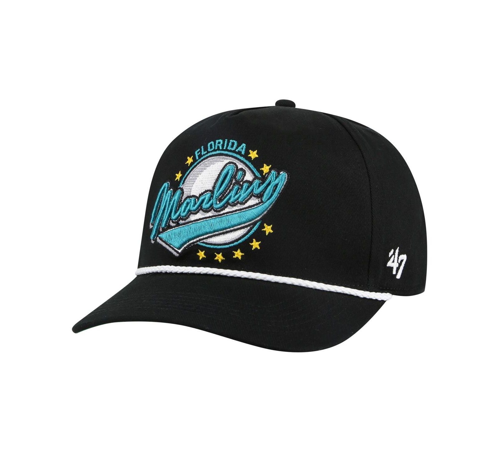 '47 Brand Men's Black Florida Marlins Cooperstown Collection Premier Hitch Adjustable Hat