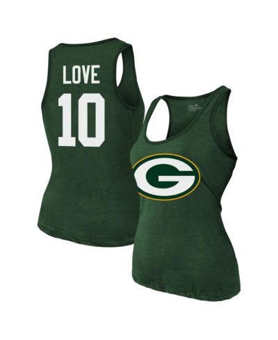 Majestic Women's Jordan Love Green Green Bay Packers Name & Number Tri-Blend Tank Top