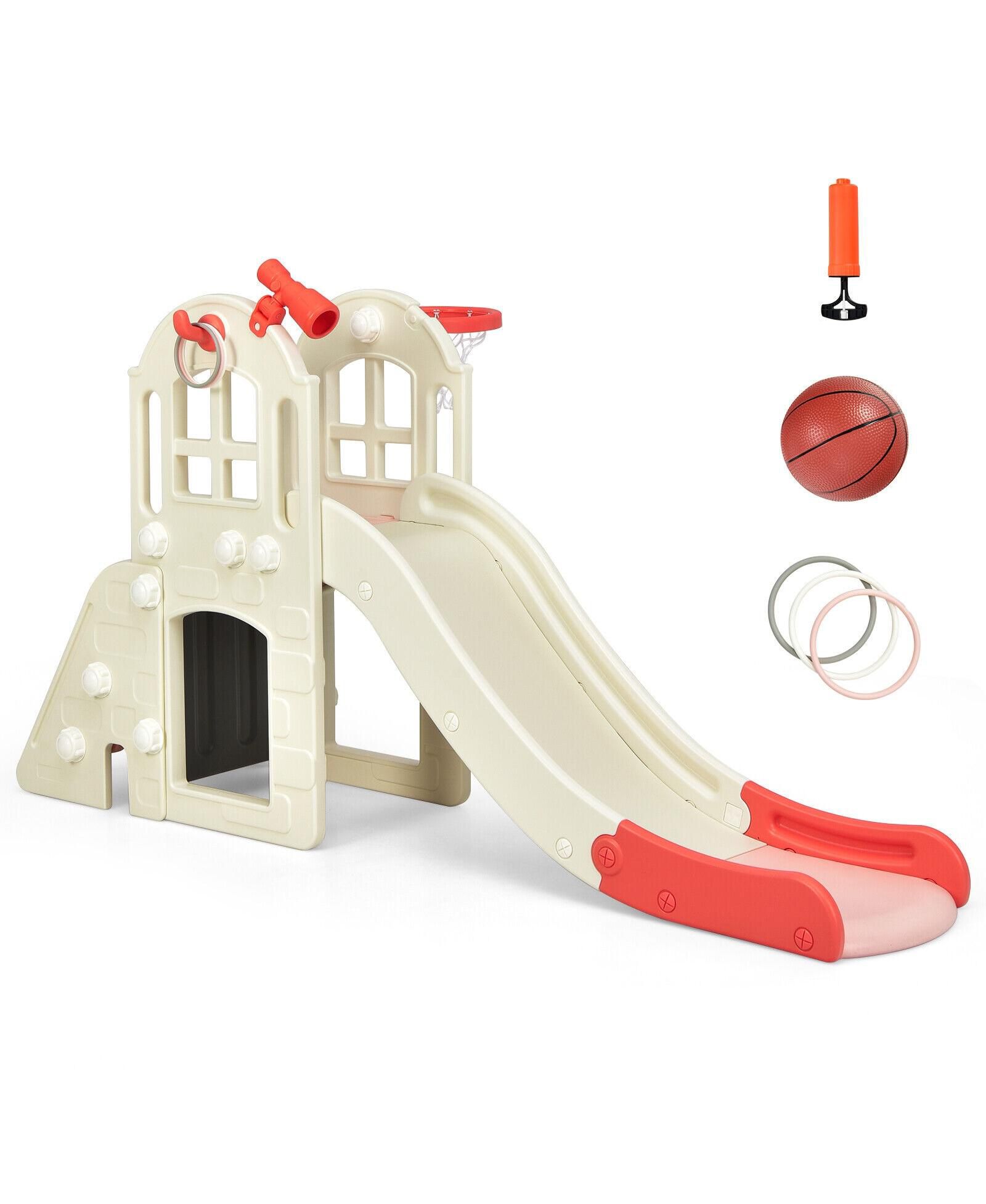 Игровой комплекс SKONYON 6-in-1 Toddler Climber Slide с баскетбольным кольцом