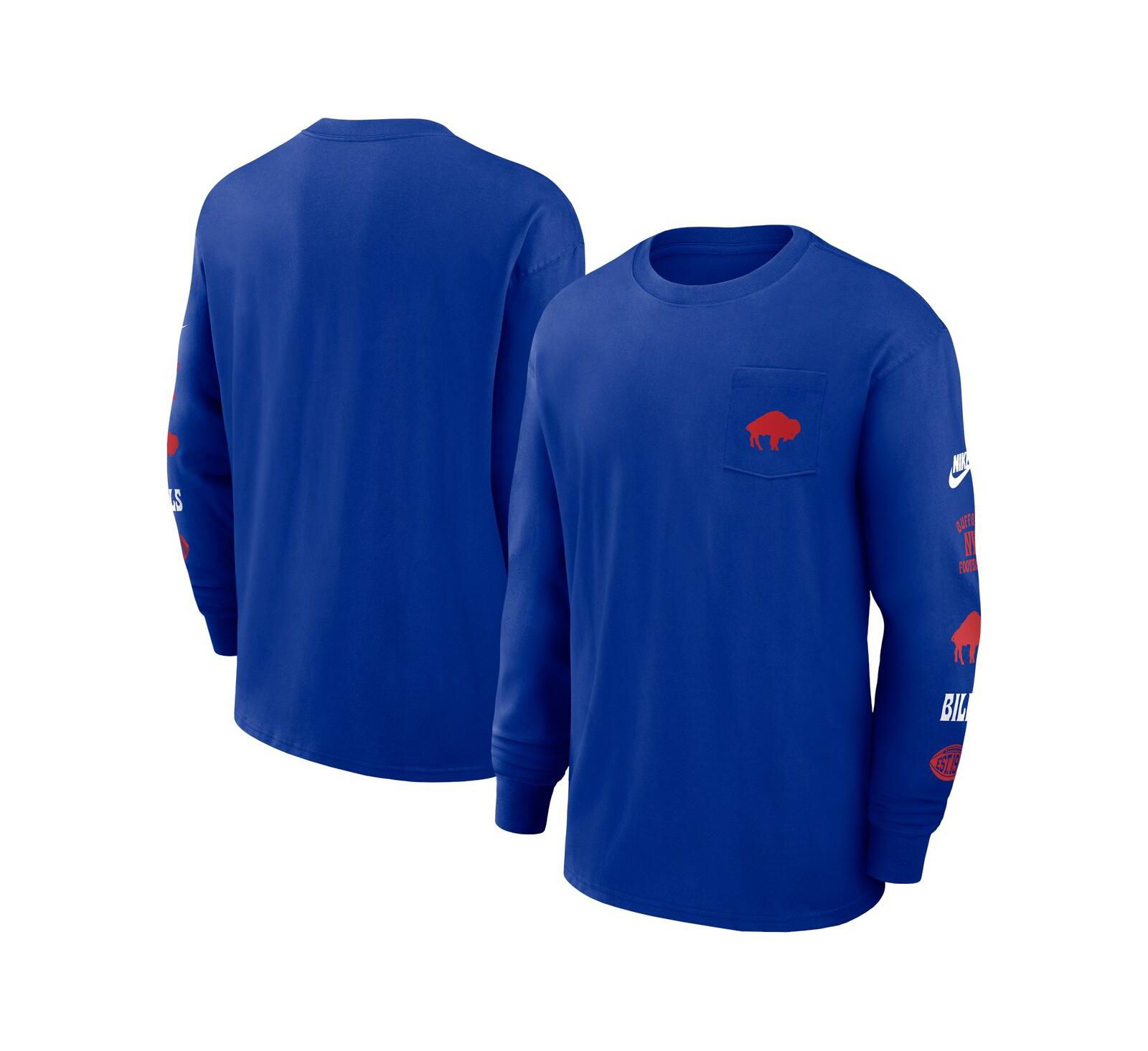 Nike Men's Royal Buffalo Bills Rewind Heavy Max 9 Pocket Long Sleeve T-Shirt