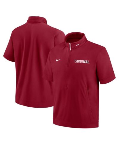 Nike Men's Cardinal Stanford Cardinal 2024 Sideline Coach Short Sleeve Half-Zip Hoodie Jacket
