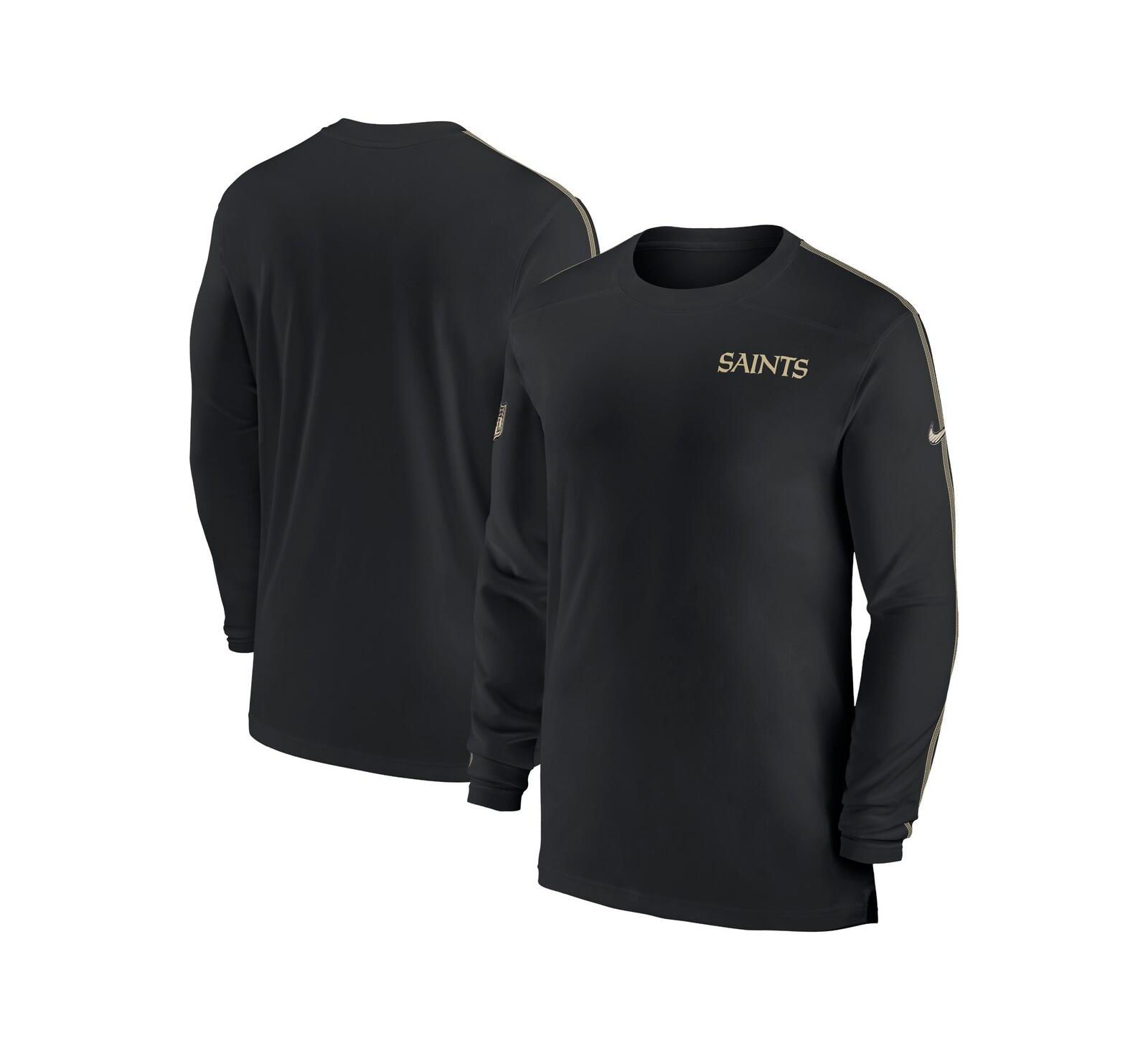 Nike Men's Black New Orleans Saints Sideline Coach UV Performance Long Sleeve T-Shirt