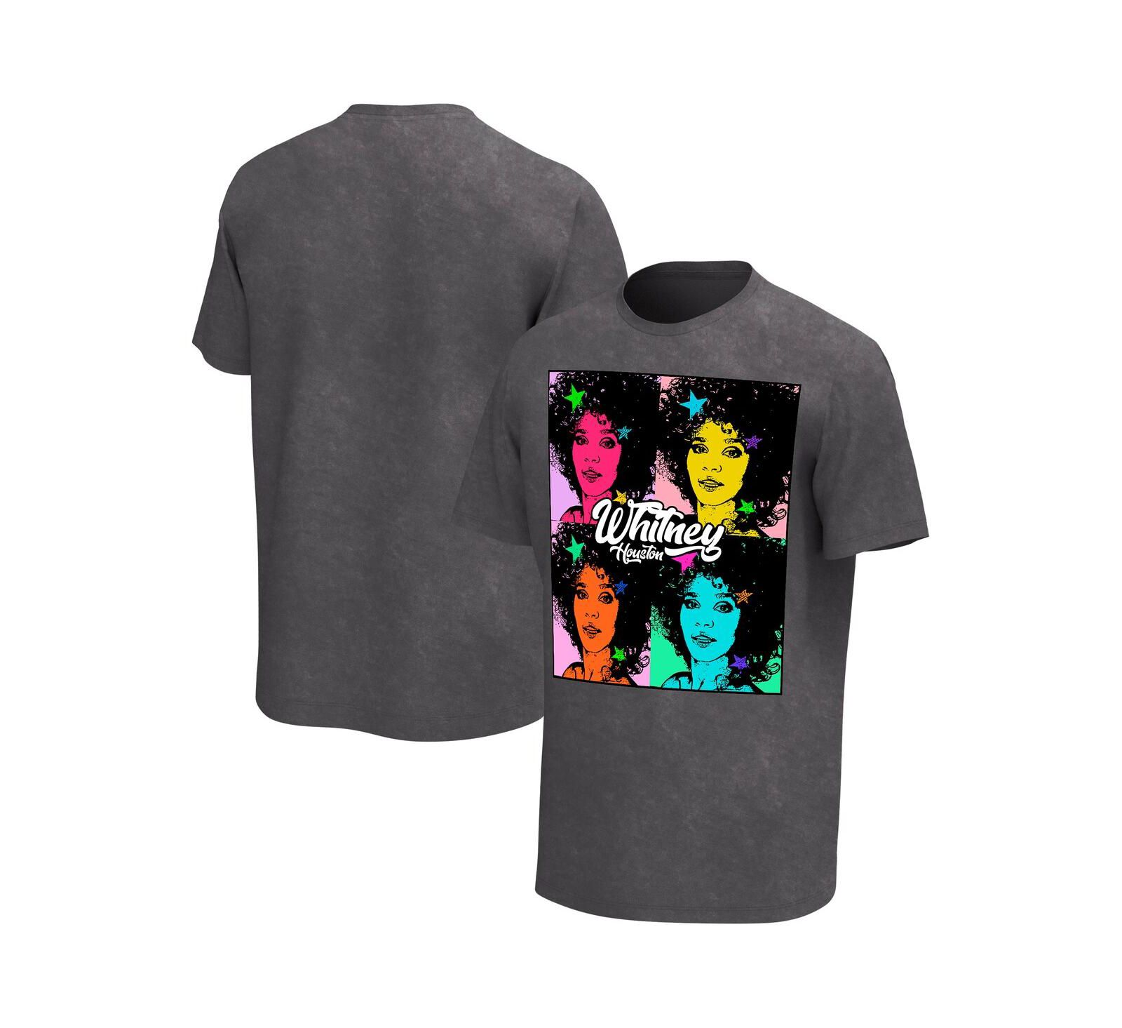 Philcos Men's Black Whitney Houston Pop Art Washed Graphic T-Shirt