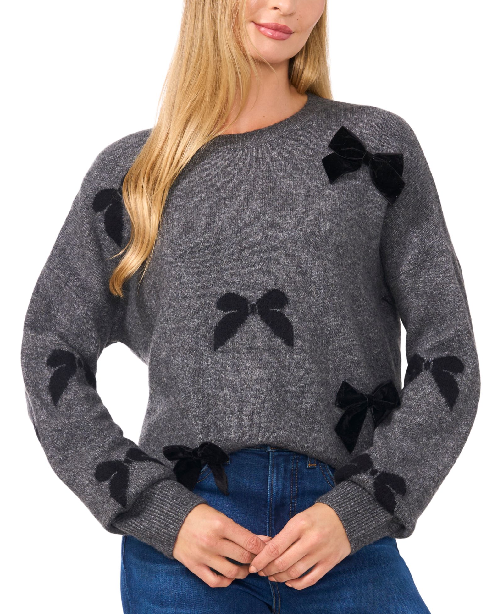 CeCe Women's Bow Appliqué Sweater