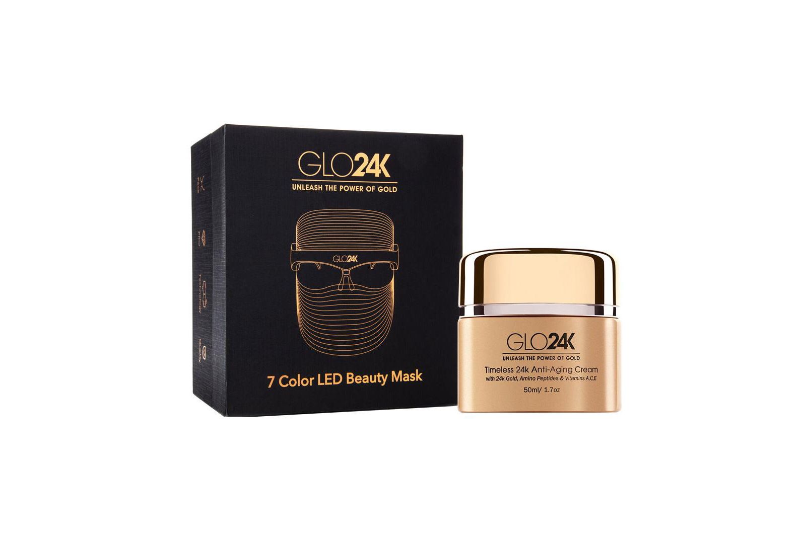 Маска красоты GLO24K 7 Color LED + Anti-Aging Cream