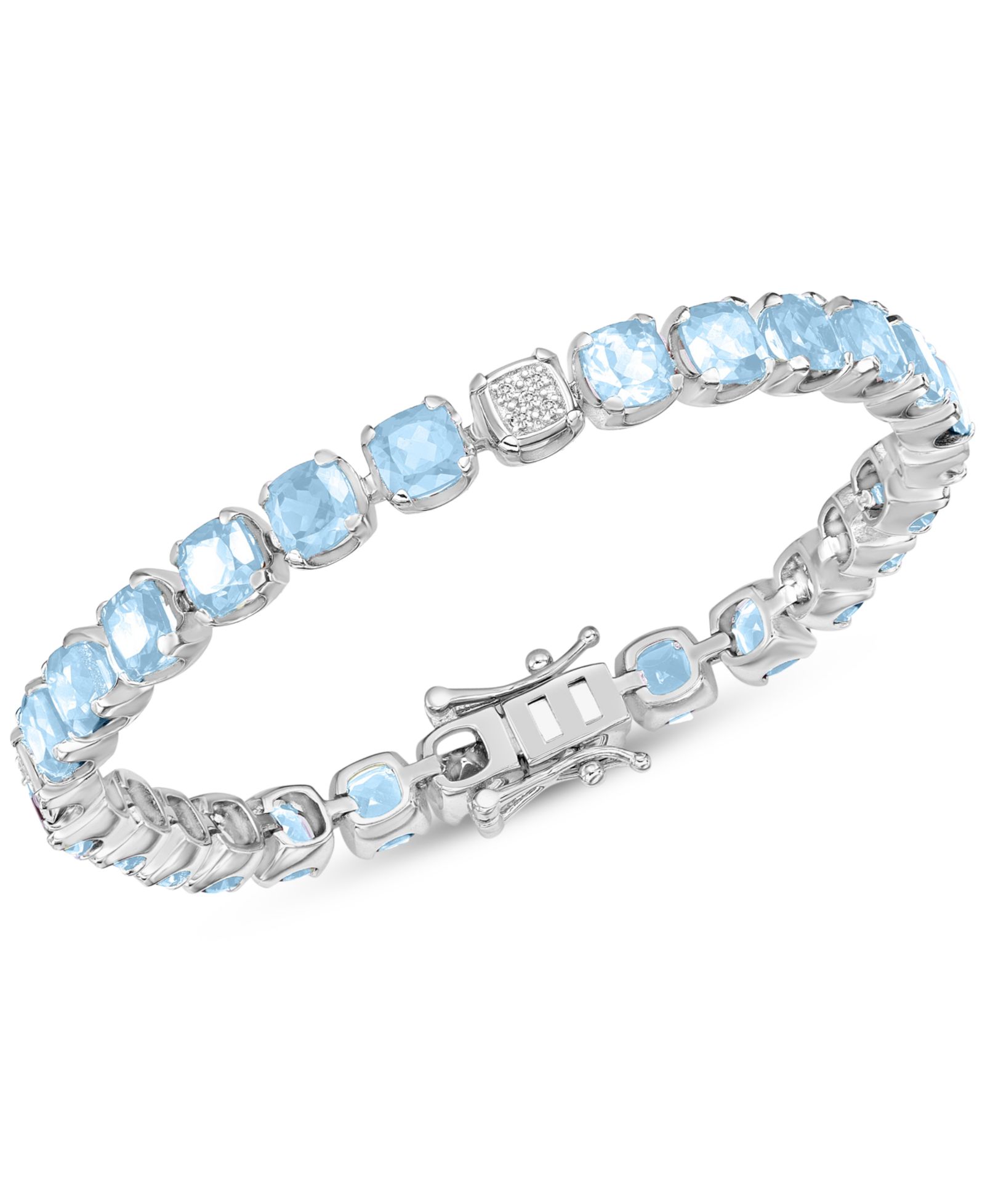 Lab Grown Amethyst & Diamond Accent Flex Bracelet in Sterling Silver (Also available in Blue Topaz & Garnet)