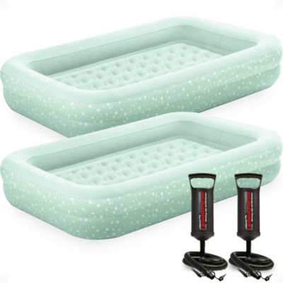 Intex Kids Travel Inflatable Air Mattress with Raised Sides and Hand Pump (2 Pack)