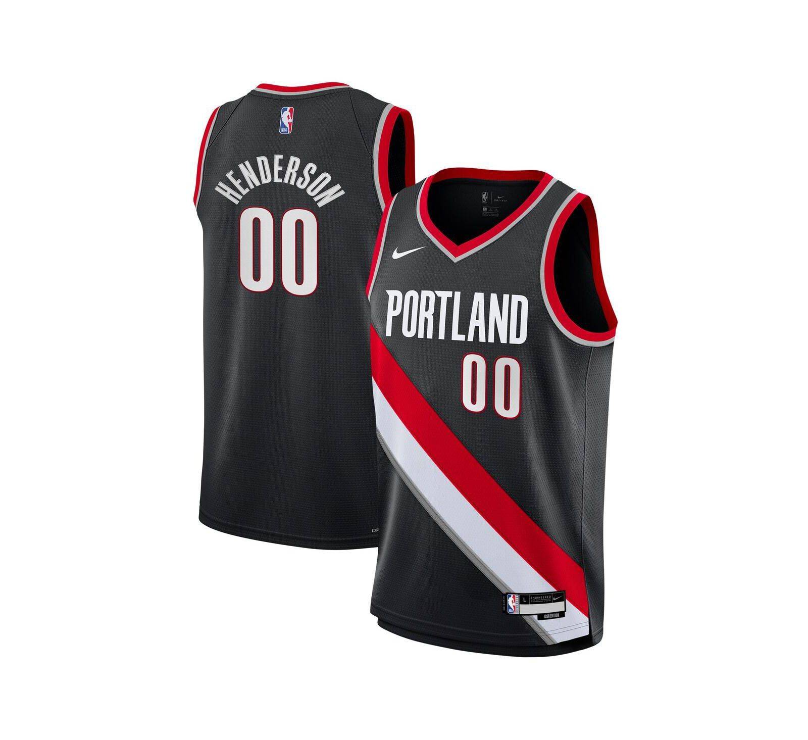 Nike Big Boys and Girls Scoot Henderson Black Portland Trail Blazers Swingman Jersey - Icon Edition