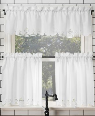No. 918 Комплект штор Mariela Floral Trim Semi-Sheer Rod Pocket Kitchen Curtain Valance and Tiers
