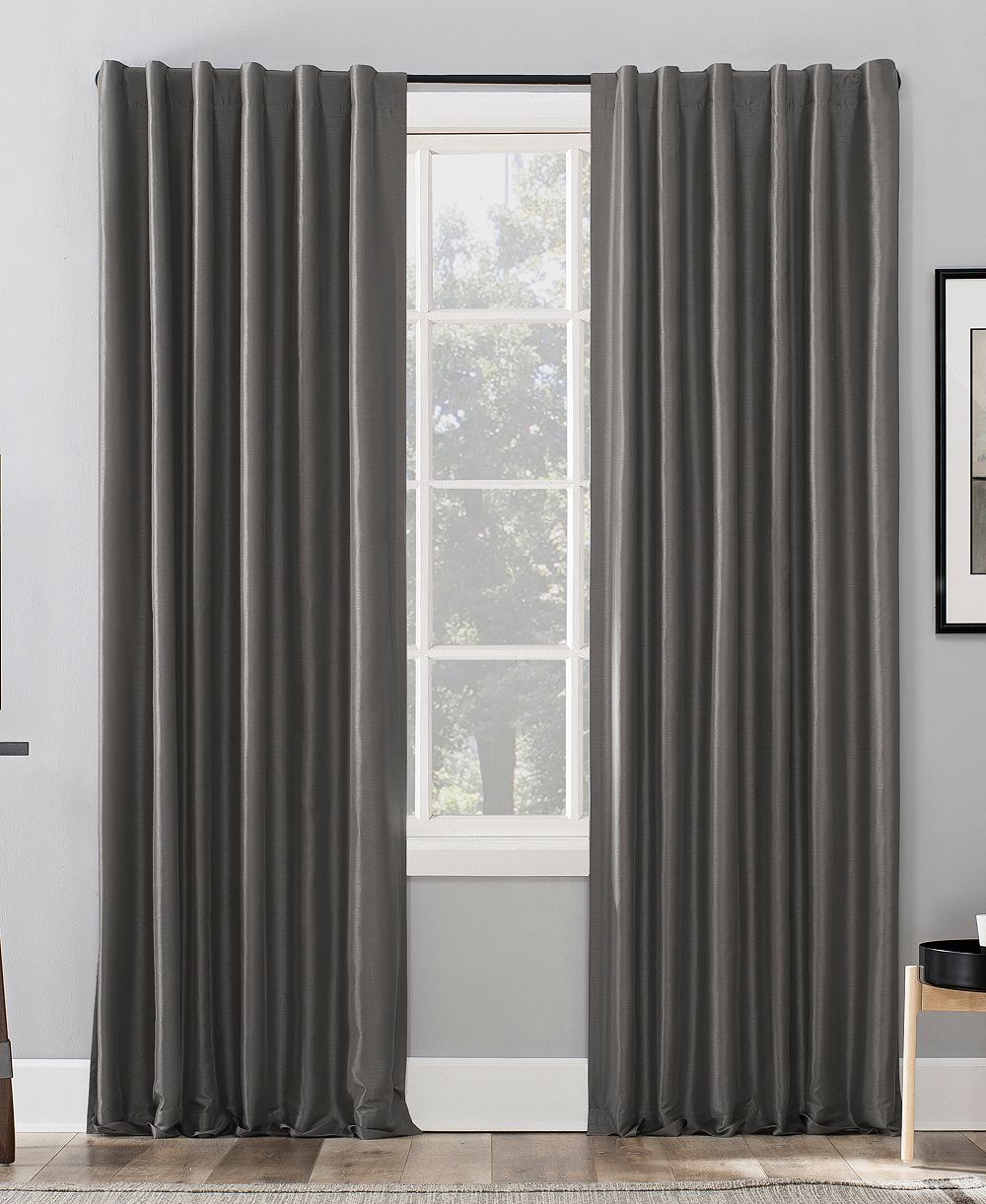 Sun Zero Evelina Faux Dupioni Silk Thermal Extreme 100% Blackout Back Tab Curtain Panel, 50" x 84