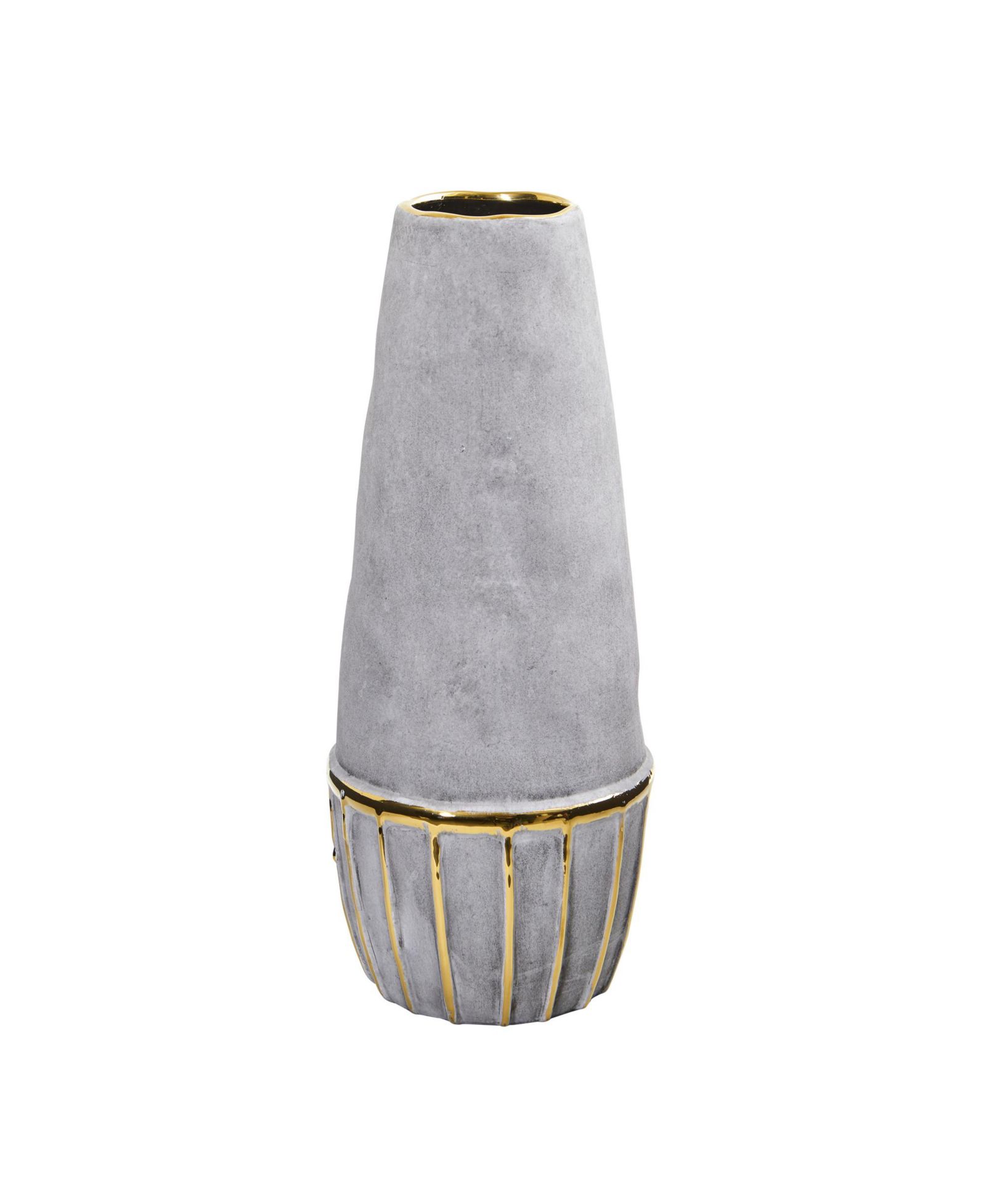 Regal Stone Decorative Vase with Gold Accents