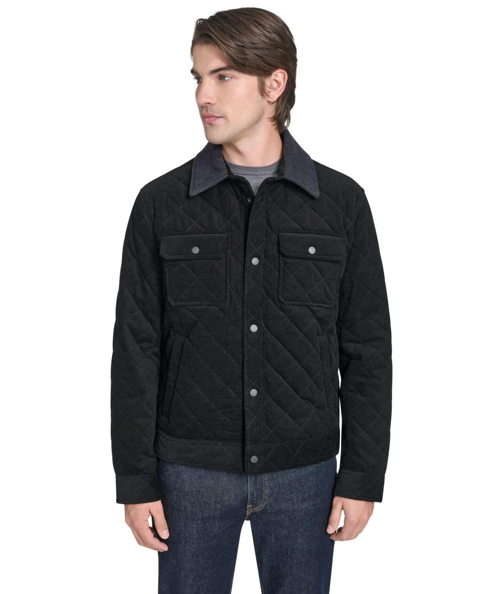 Cole Haan Men's Collared Quilted Button-Front Jacket