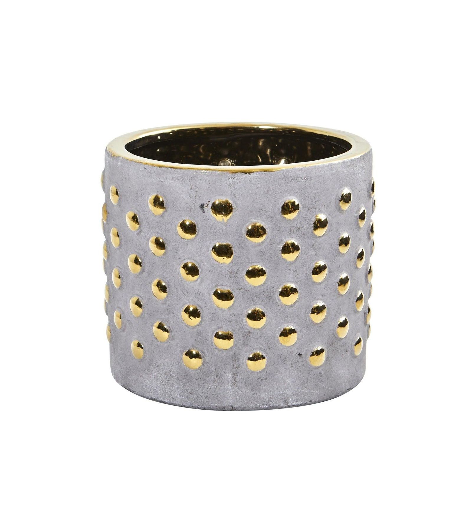 Slickblue 7" Regal Stone Hobnail Planter with Gold Accents
