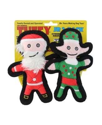 Tuffy Jr Holiday Elf and Santa 2 Pack, Dog Toy