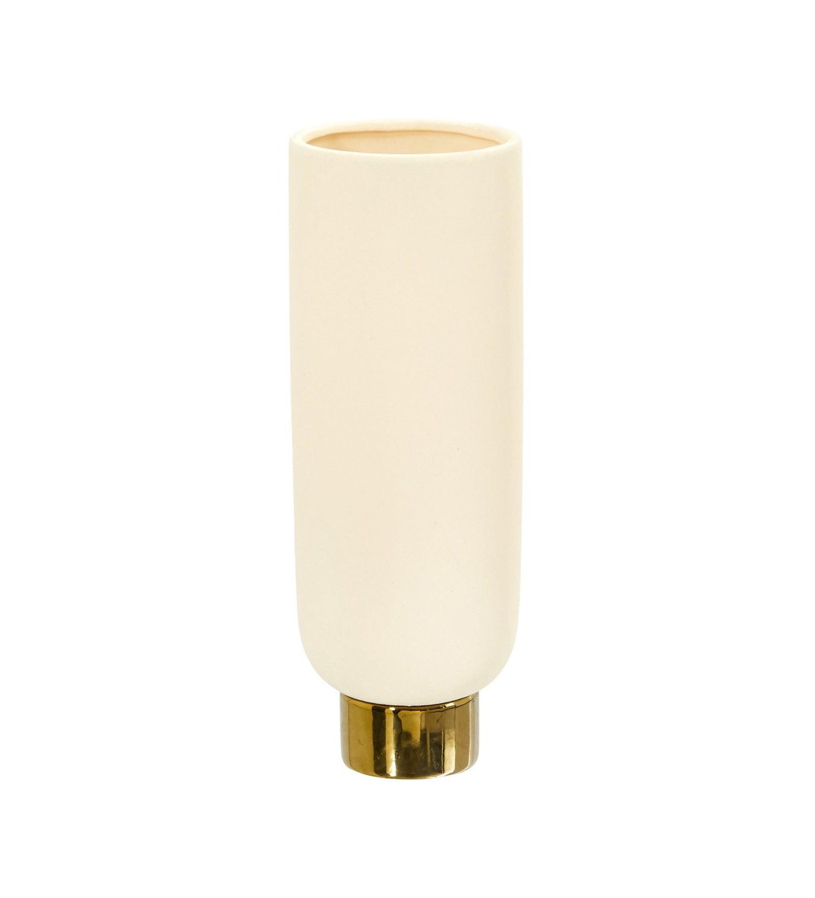Slickblue 12.75" Elegance Ceramic Cylinder Vase with Gold Accents