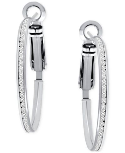 Giani Bernini Cubic Zirconia (2 ct. t.w.) Small Hoop Earrings in Sterling Silver or 18k Gold Over Sterling Silver, 0.98", Exclusively at Macy's