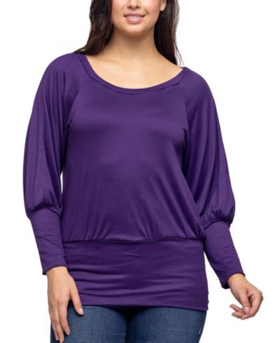 24seven Comfort Apparel Женский топ с круглым вырезом и длинным рукавом