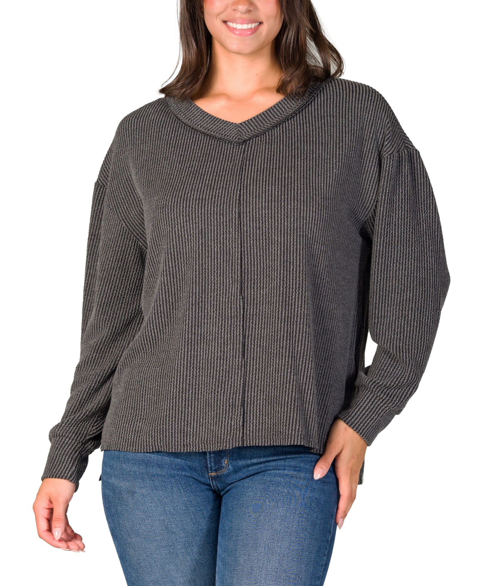 24seven Comfort Apparel Женский трикотажный свитер с V-образным вырезом