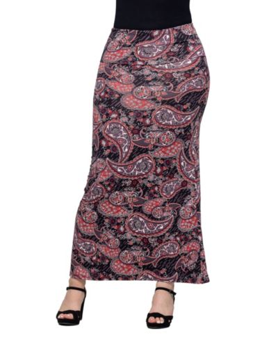 Женская макси-юбка 24seven Comfort Apparel Paisley Print Fold Over Waist