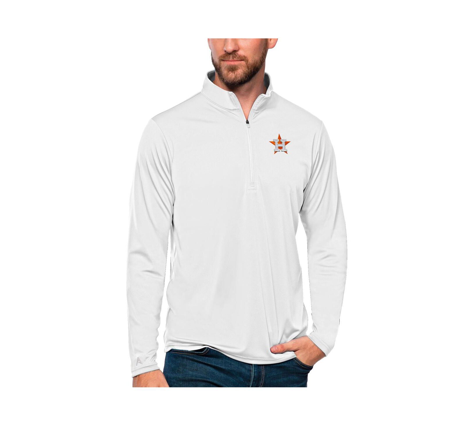 Мужская джемпер-толстовка Antigua White Houston Astros Tribute Quarter-Zip Pullover Top