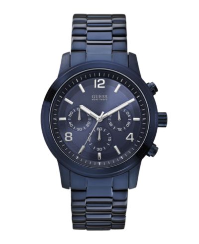 GUESS Men's Analog Blue Stainless Steel Watch, 44mm