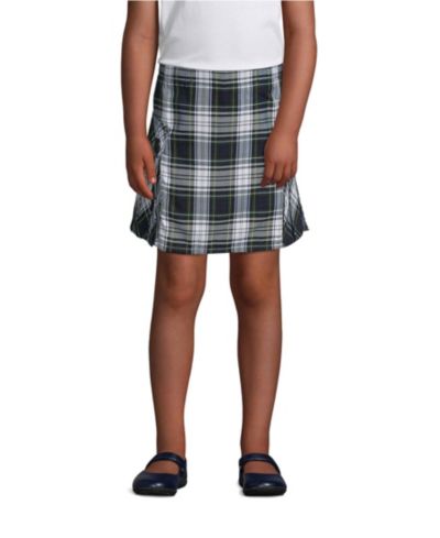Lands' End Девочка Skort в клетку с боковыми складками выше колена
