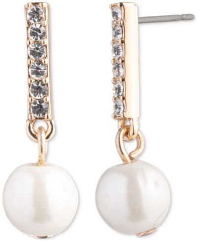 Emily in Paris Gold-Tone Pavé & Imitation Pearl Drop Earrings