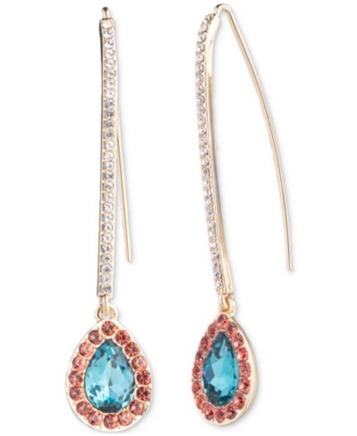 Emily in Paris Gold-Tone Pavé & Color Crystal Threader Earrings