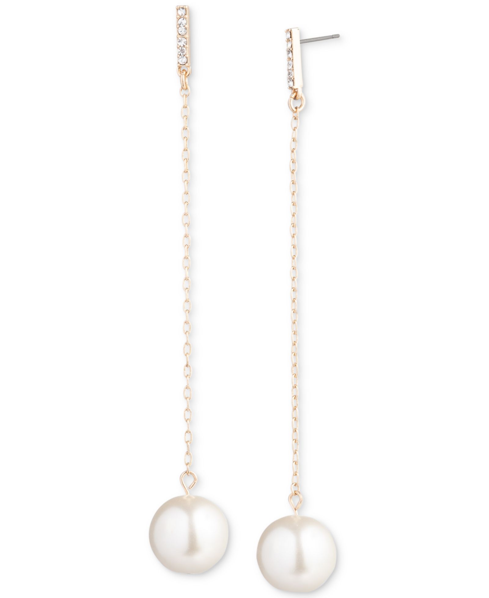 Emily in Paris Gold-Tone Pavé & Imitation Pearl Linear Drop Earrings