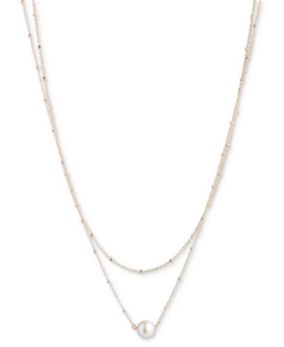 Ожерелье-чокер Emily in Paris Gold-Tone Imitation Pearl Double-Row Statement, 16" + 3" extender