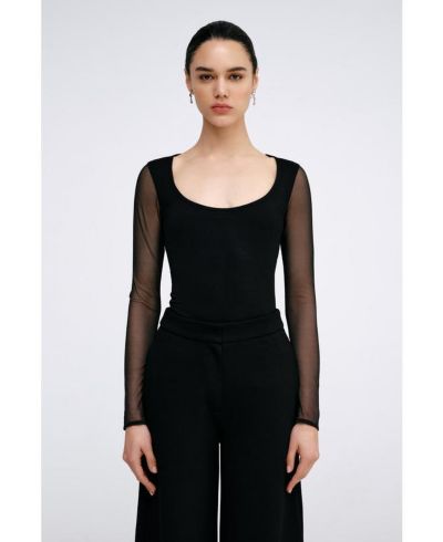 Женский облегающий топ Marcella Women's Parisa с длинным сетчатым рукавом