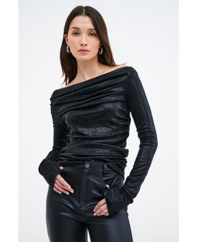 Marcella Women's Cooper Metallic Convertible Boat-Neck Draped Top