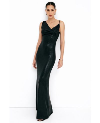 Marcella Women's Liberty Metallic Asymmetric-Neckline Column Evening Gown