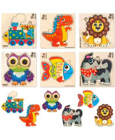 Quokka Wooden Montessori Puzzles, 6-Piece, Ages 1+